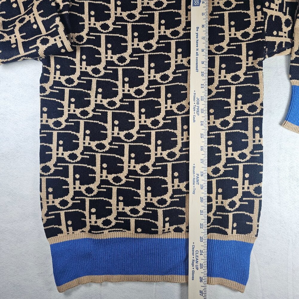 Designer Monogram Knit Semi Turtleneck Sweater Women's Size Small - Picture 3 of 6